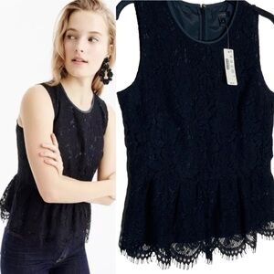 J. Crew black sleeveless lace blouse. NWT. Size 4